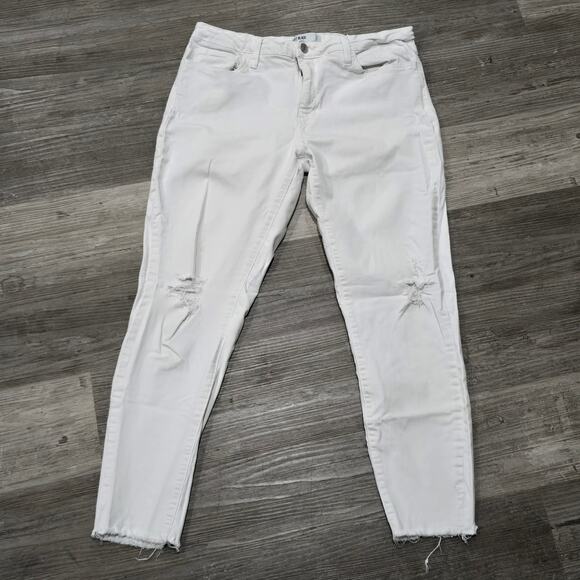 Just Black Denim White Distressed Skinny Leg Jeans Made In USA Women's Size 31 - Picture 8 of 8